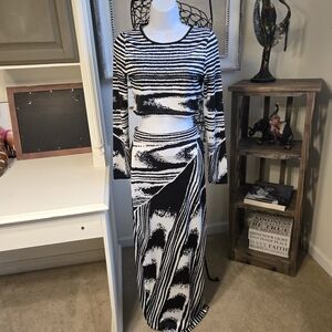 Black and White Striped Two-Piece Set